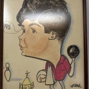 Caricature Bowling Artwork Concord Hotel circa 1960’s professional frame LAZAR